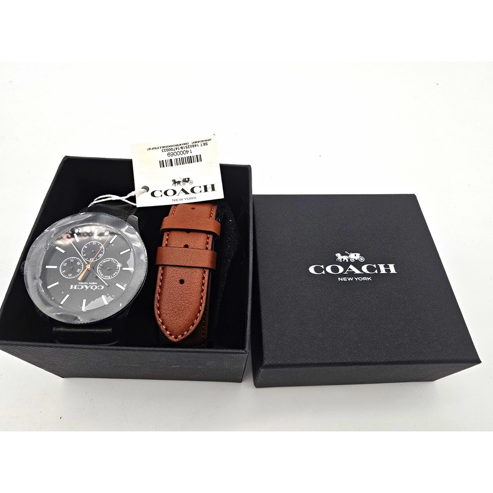 New Coach Casey Men's Watch set with black and brown interchangeable bands